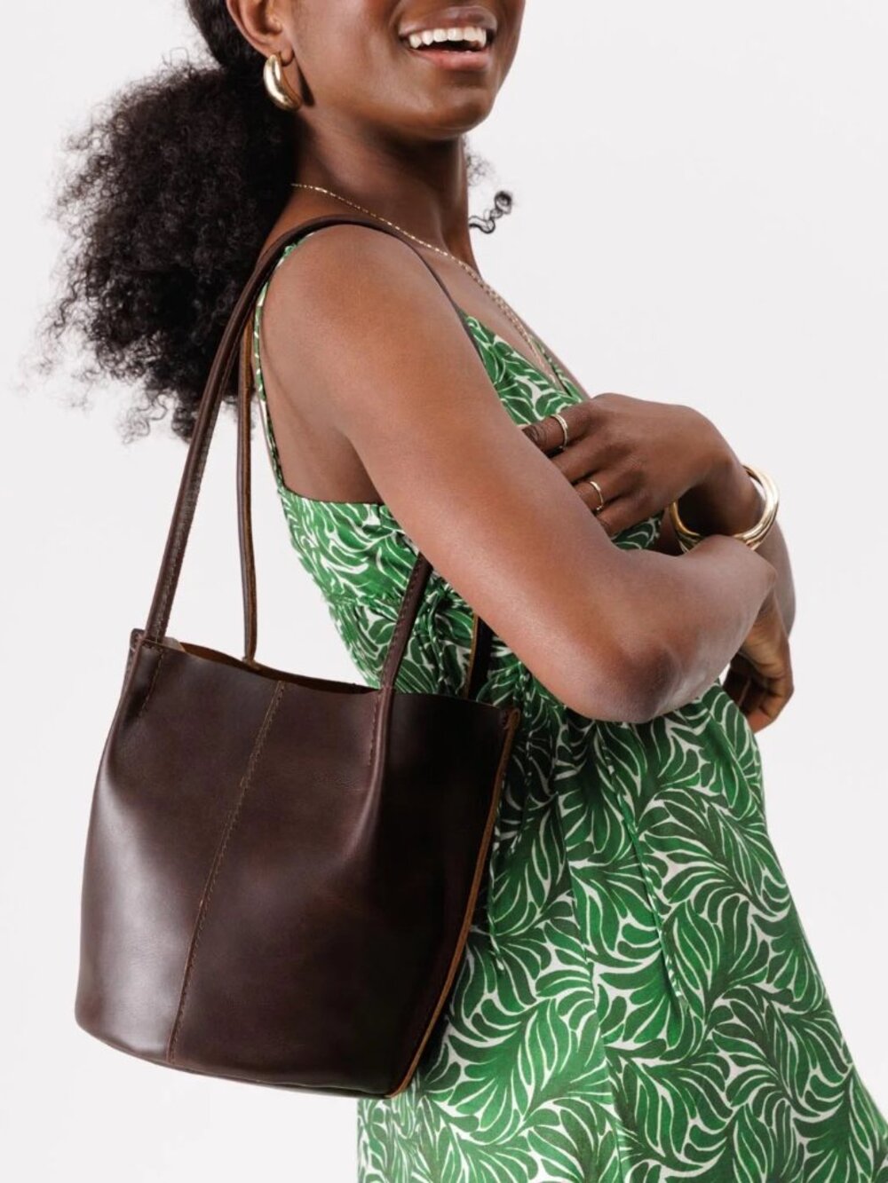 Portland Leather Devan Bucket Tote in Grizzly - Picture 4 of 6